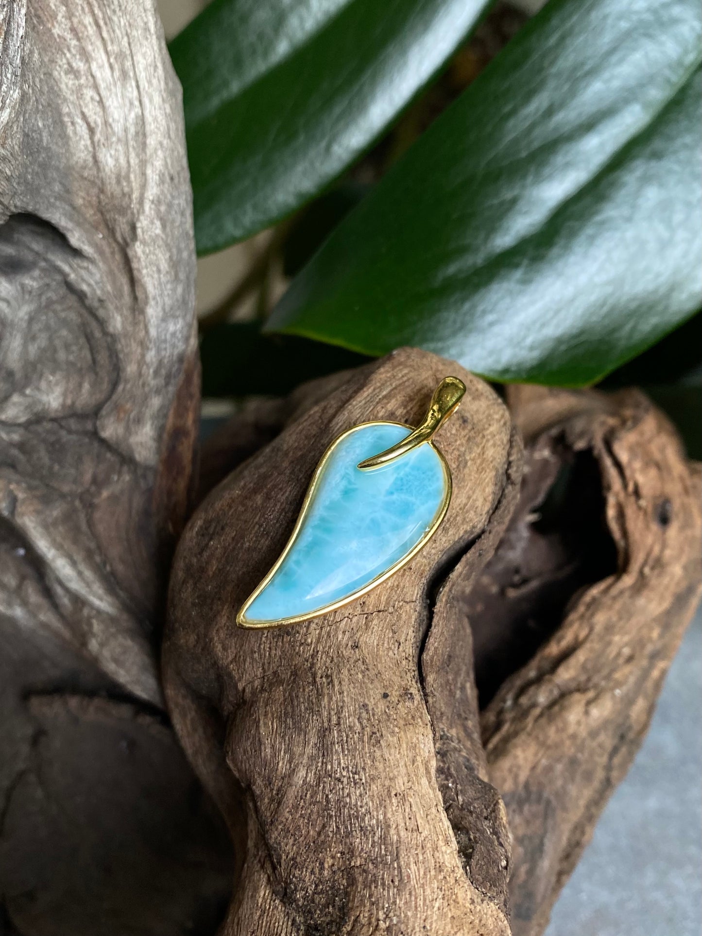 Larimar Anhänger 925 Silber vergoldet