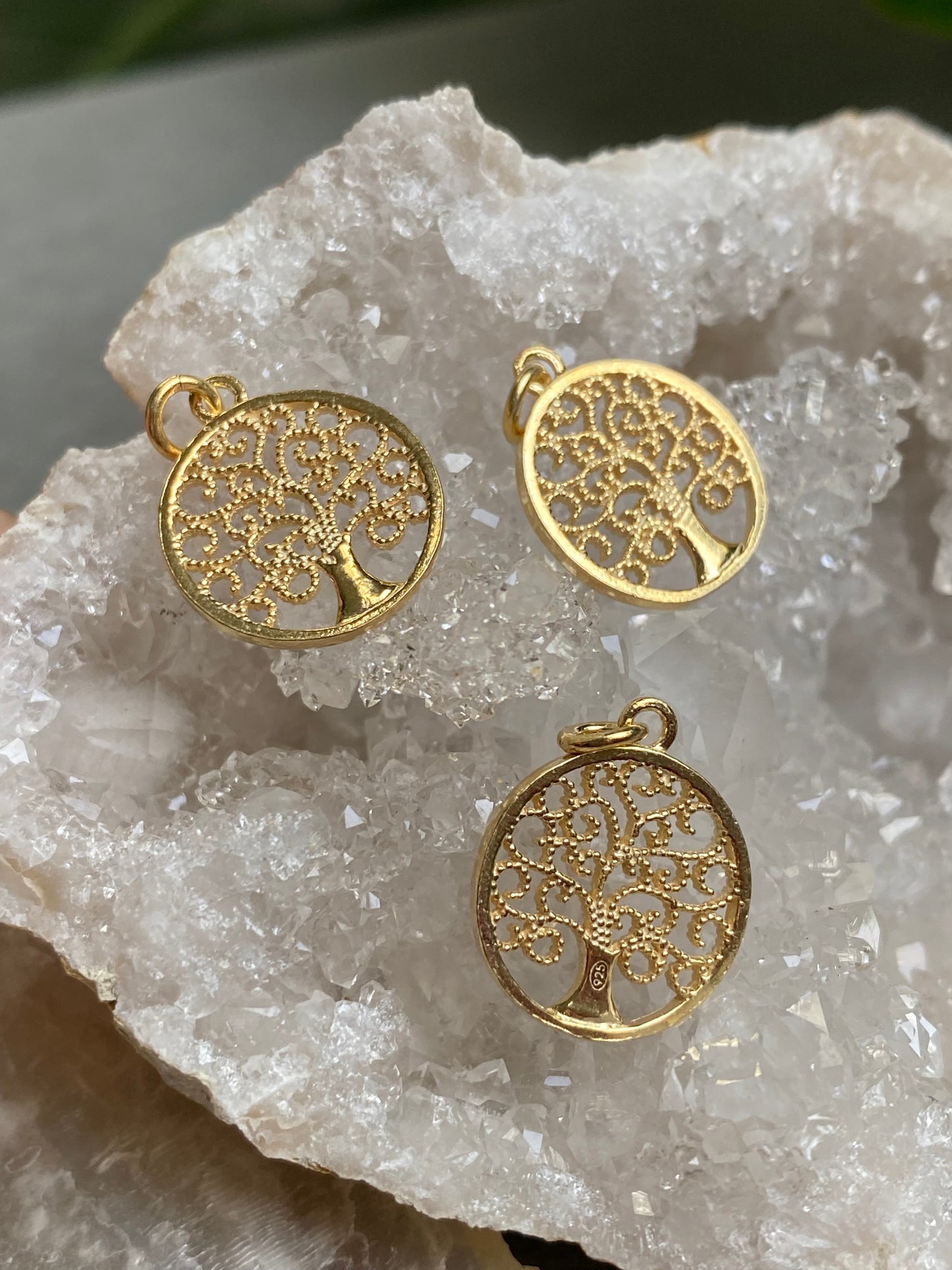 Lebensbaum Anhänger 1,5cm 925 Silber vergoldet