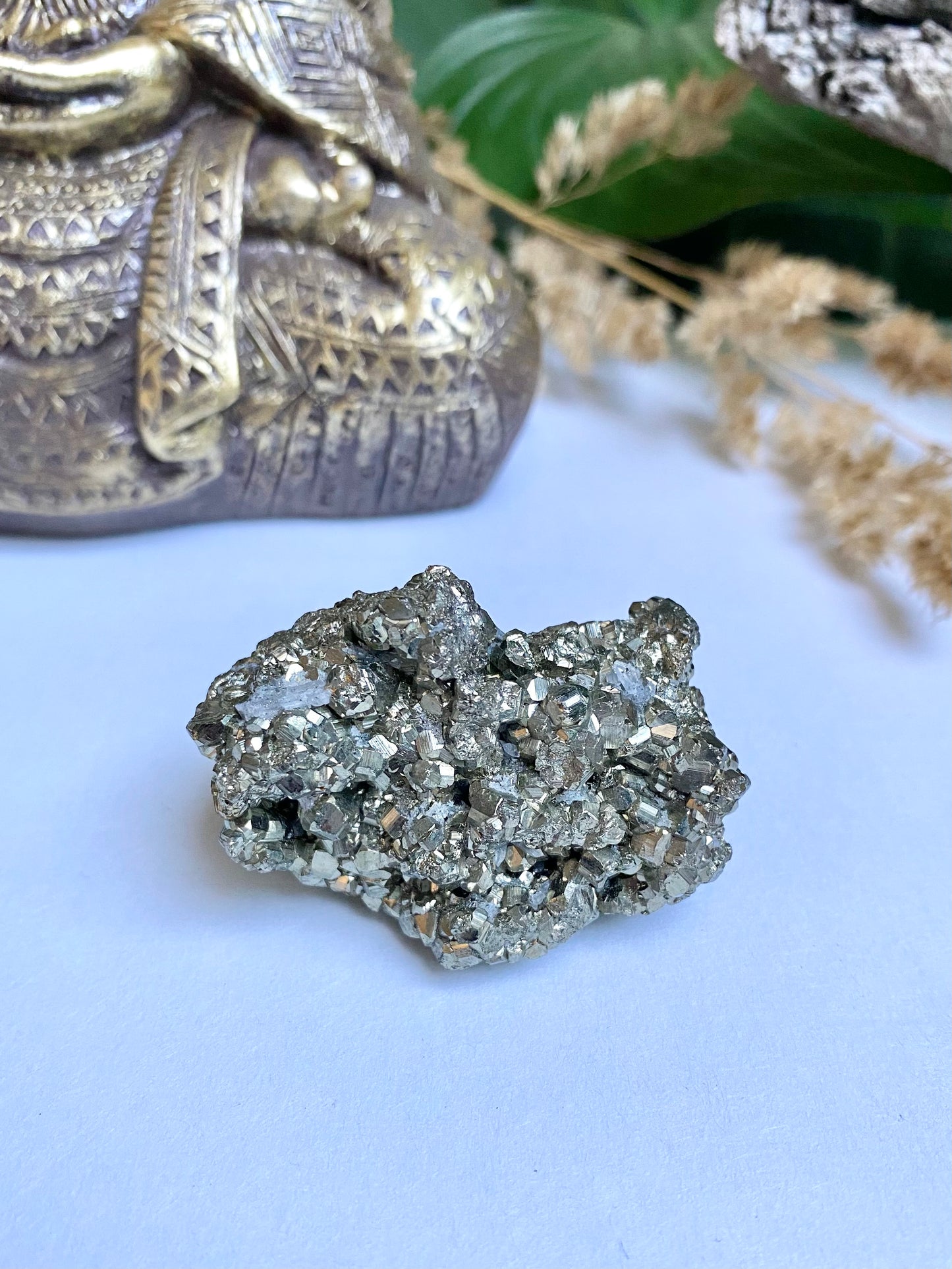 Pyrit Stufe mit Nadelquarz Gr. S