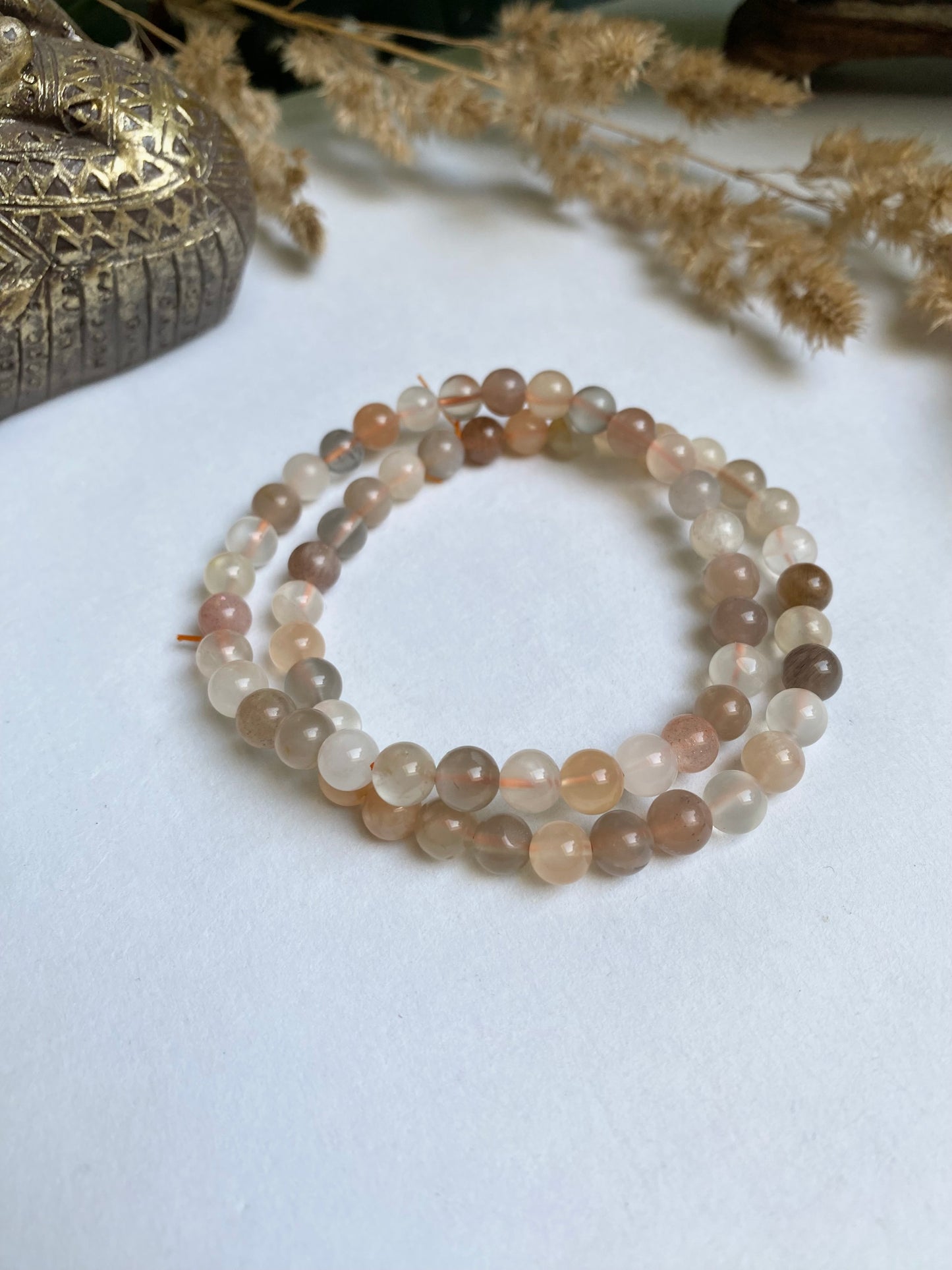 Mondstein Kugelarmband 6mm