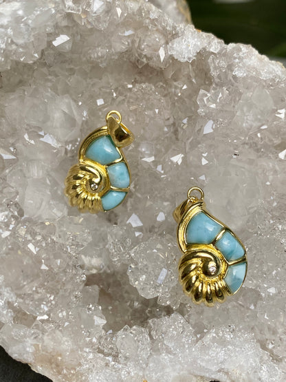 Larimar Anhänger 925 Silber vergoldet